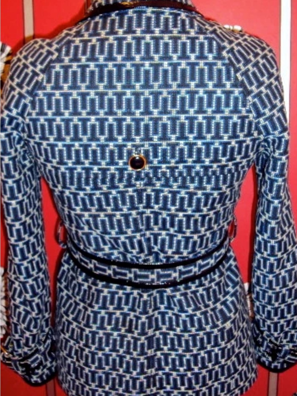 Tory Burch Navy Patterned Trench Coat NWT - Picture 2 of 12